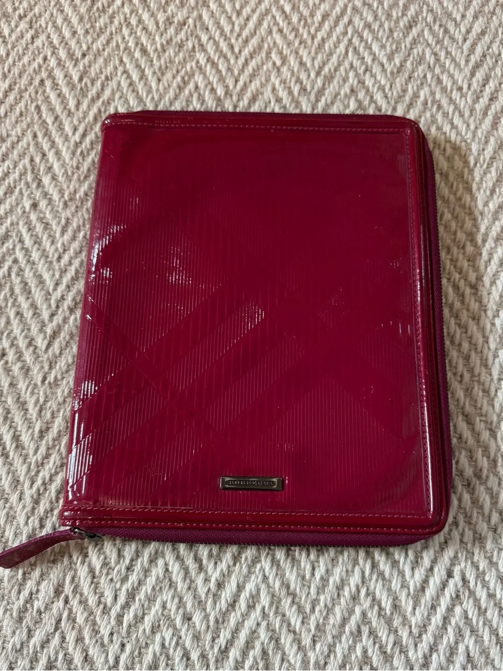 Burberry Raspberry Patent Leather Tablet Zip Cover Case